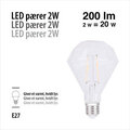 LED-filamentpære diamant 2 W E27